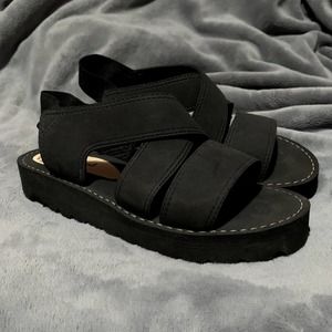 unlisted made in Brazil black chunky sandals size 7 doc marten lookalikes